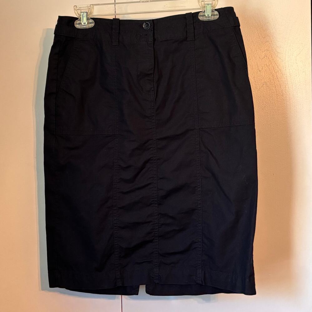 NWOT Talbots Navy Blue Adjustable Waist Pocket Pencil Skirt 6 Preppy Nautical